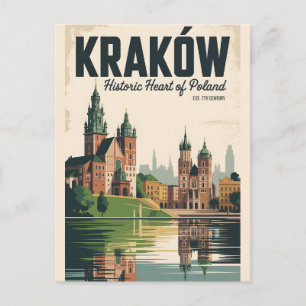 Postal Cracovia Polonia Paisaje Urbano Retro Skyline Viaj