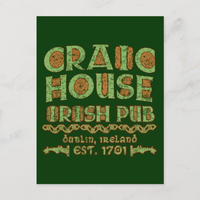 Postal CRAIC HOUSE IRISH PUB Dublin Est 1701 (Anverso)