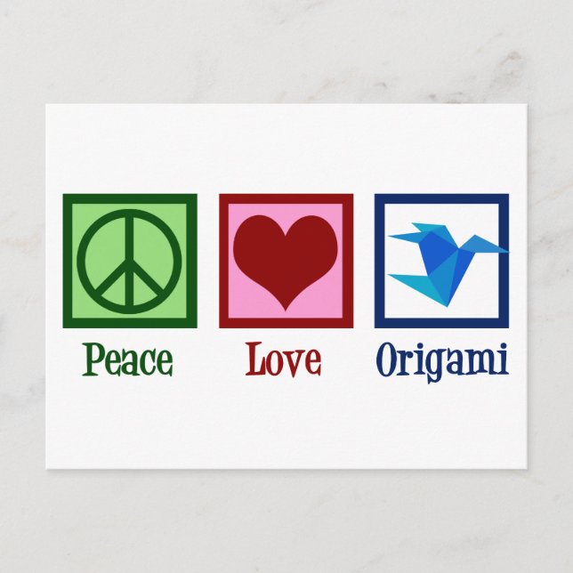 Postal Crana de papel de Peace Love Origami (Anverso)