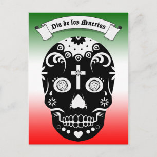 Postal cráneo de azúcar de dia de los muertos