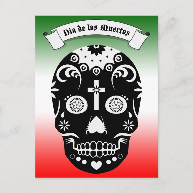 Postal cráneo de azúcar de dia de los muertos (Anverso)