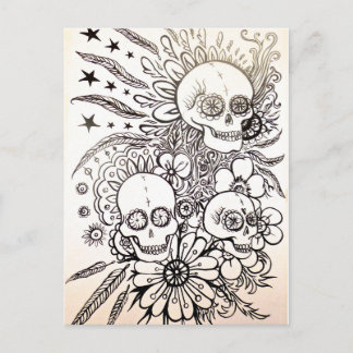 Postal cráneo de azúcar día de tatuaje muerto arte post c