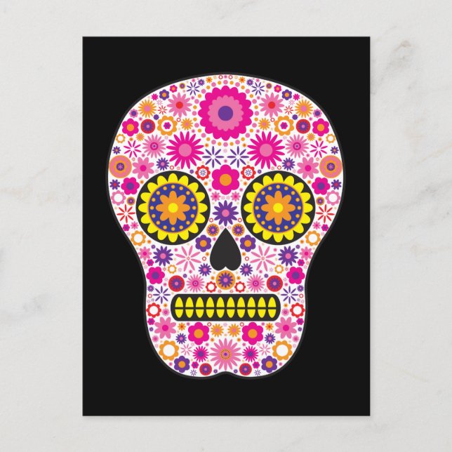 Postal Cráneo de azúcar rosado mexicano (Anverso)