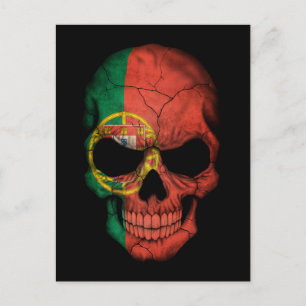 Postal Cráneo de bandera portuguesa de personalizable