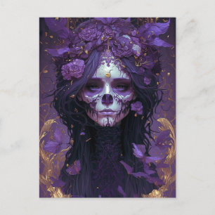 Postal Cráneo de gótico Mujer arte de fantasía oscuro