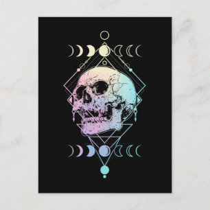 Postal Cráneo de Luna Creciente Ocultismo Brujería Pastel