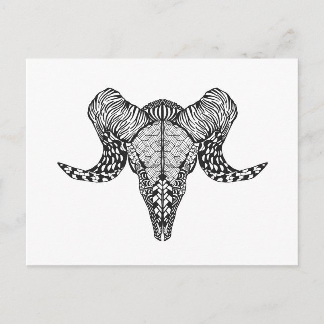 Postal Cráneo de ovejas inspirado (Anverso)