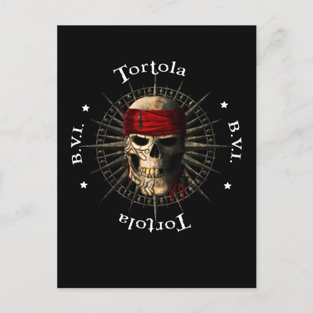 Postal Cráneo de pirata de Tortola BVI (Anverso)