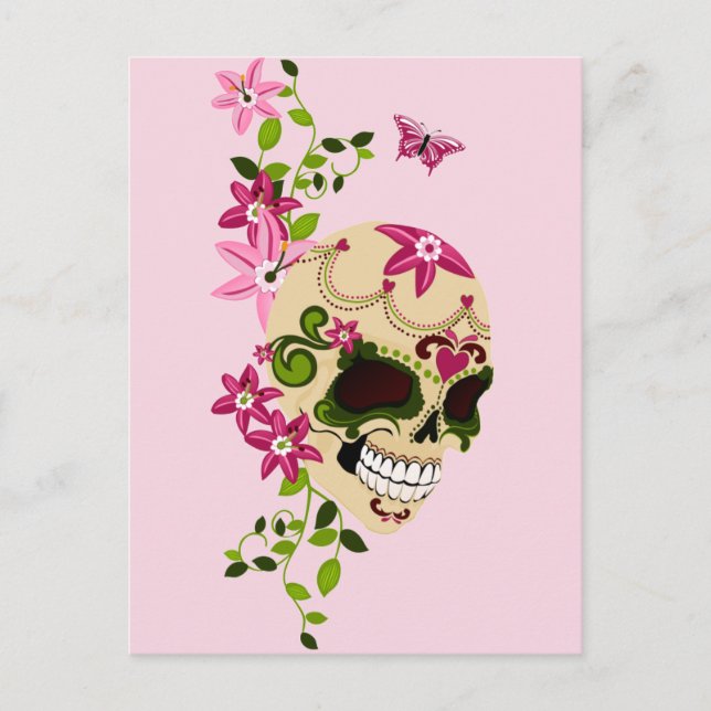 Postal Cráneo del azúcar [Día de Muertos] (Anverso)
