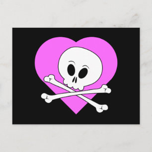 Postal Cráneo del corazón rosado