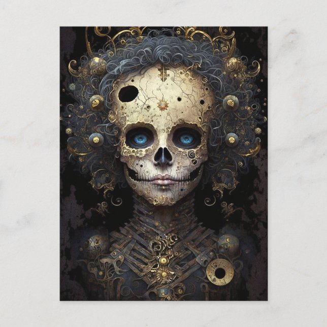 Postal Cráneo espeluznante Arte gótico oscuro de fantasía (Anverso)