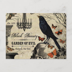 Postal cráneo vintage de halloween moderno