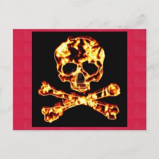 Postal cráneo Y BANDERA PIRATA del fuego