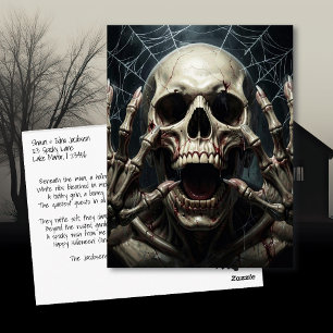 Postal Cráneo y huesos   Saludos espeluznantes de Hallowe