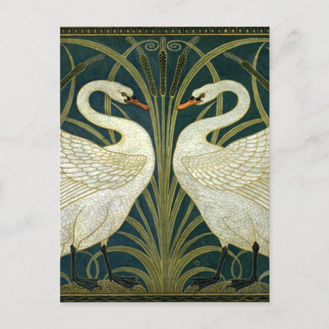 Postal Crane's Art Nouveau Swans (Anverso)