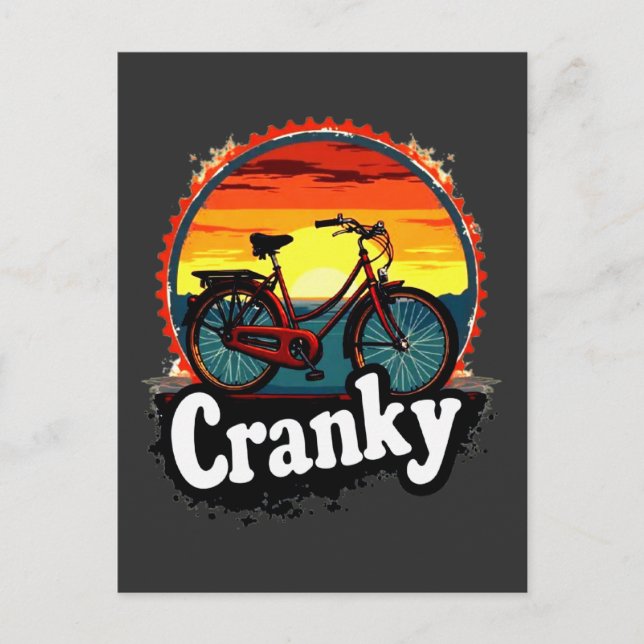 Postal Cranky Sunset Bicycle Tee - Energiza tu viaje (Anverso)