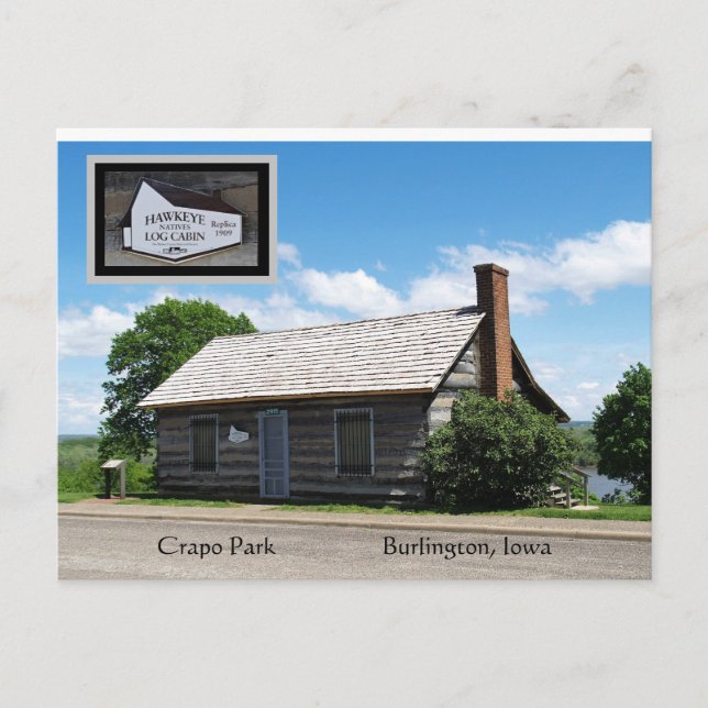 Postal Crapo Park Log Cabin, Burlington, Iowa (Anverso)