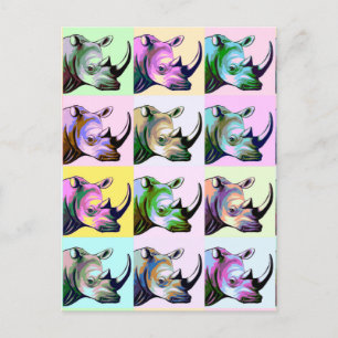 Postal Crash de arte pop de rinocerontes