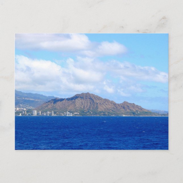 Postal Cráter de Diamond Head con nubes dramáticas Oahu (Anverso)