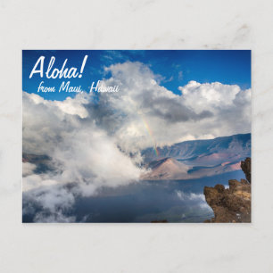 Postal Cráter de Haleakala con arcoiris en Maui, Hawaii