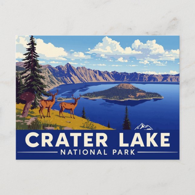 Postal Crater Lake National Park Deer Art (Anverso)
