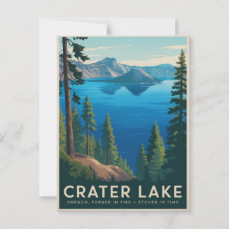Postal Crater Lake Oregon - Poster de Viajes Vintage