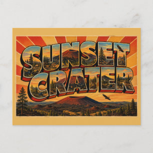 Postal Cráter Sunset Arizona Volcán de Cono de Ceniza Art