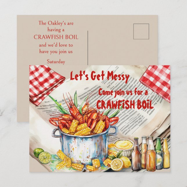Postal Crawfish Boil Let's Get Messy (Anverso / Reverso)