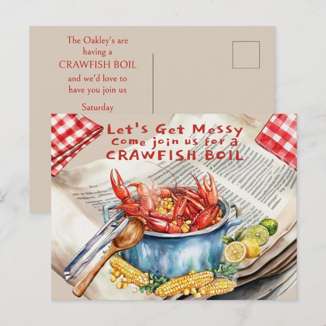 Postal Crawfish Boil Let's Get Messy (Anverso / Reverso)