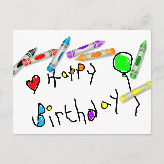 Postal Crayon Birthday Greeting (Anverso)