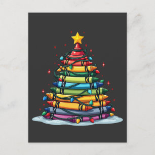 Postal Crayon Christmas Tree Teacher Student Xmas
