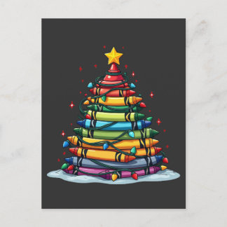 Postal Crayon Christmas Tree Teacher Student Xmas