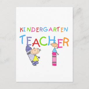 Postal Crayon Kindergarten Teacher camisetas y regalos