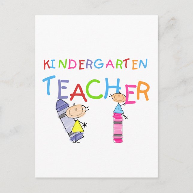 Postal Crayon Kindergarten Teacher camisetas y regalos (Anverso)