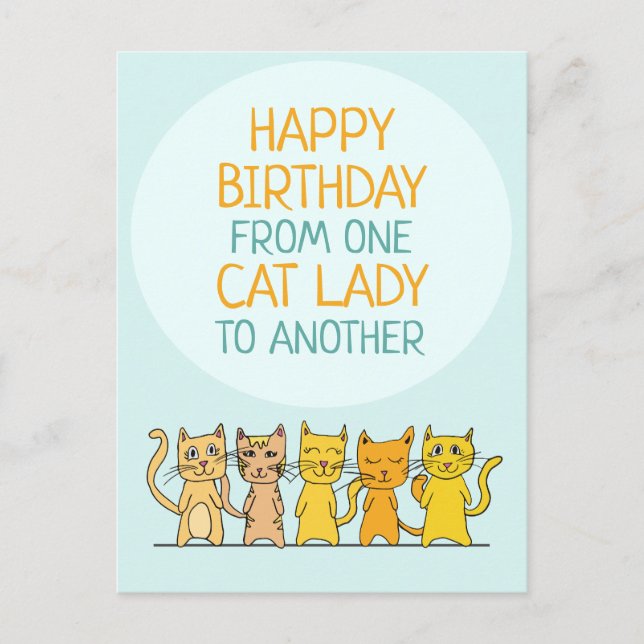 Postal Crazy Cat Lady Feliz cumpleaños (Anverso)