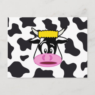 Postal Crazy Cow Bull en el patrón de impresión de vacas 