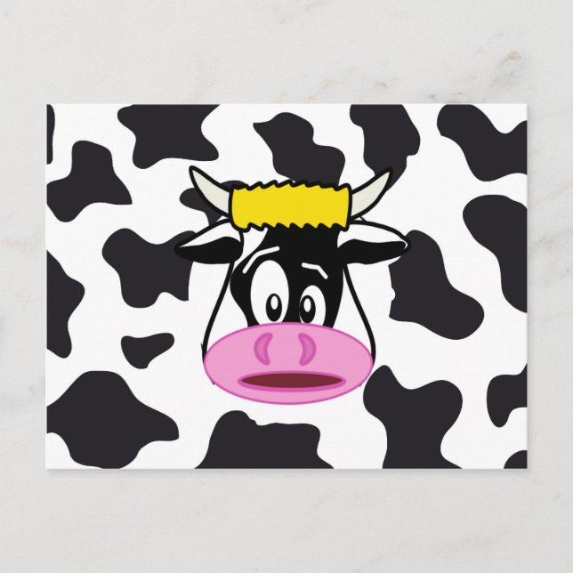 Postal Crazy Cow Bull en el patrón de impresión de vacas  (Anverso)