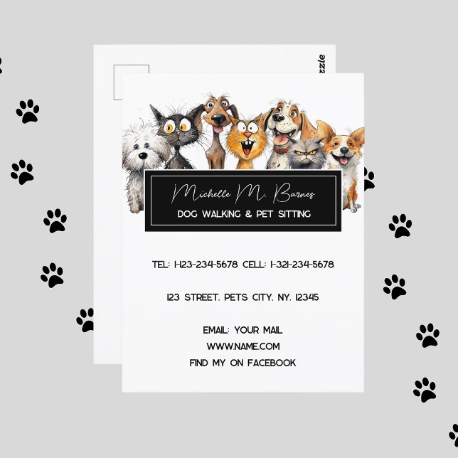 Postal Crazy Crazy Cats Perros Mascota Sitter Blanco mode (Subido por el creador)