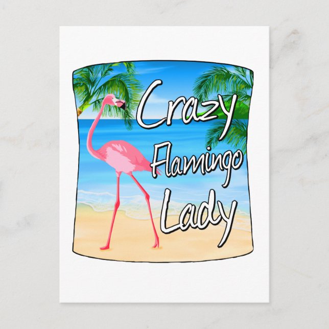 Postal Crazy Flamingo Lady (Anverso)