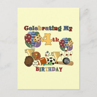 Postal Crazy For Sports 4º cumpleaños camisetas y regalos