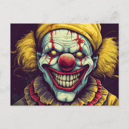 Postal Crazy Funhouse Circus Clown Ilustracion