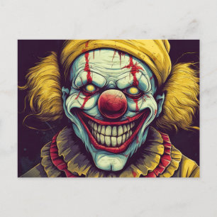 Postal Crazy Funhouse Circus Clown Ilustracion