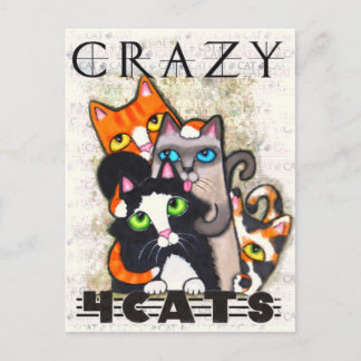 Postal Crazy Para Gatos Postcard