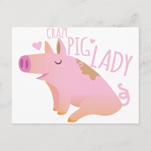 Postal Crazy Pig Lady (Anverso)