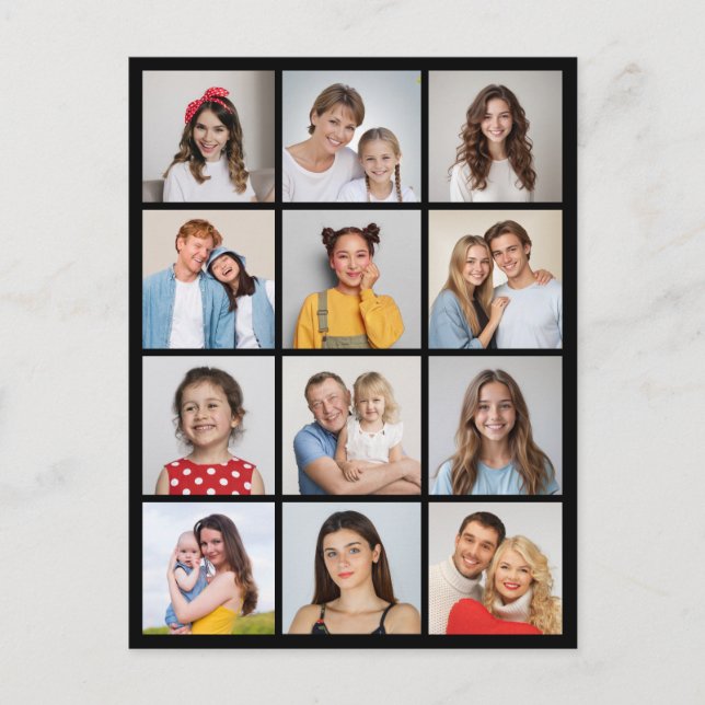 Postal Crea tu propio collage de 12 fotos (Anverso)