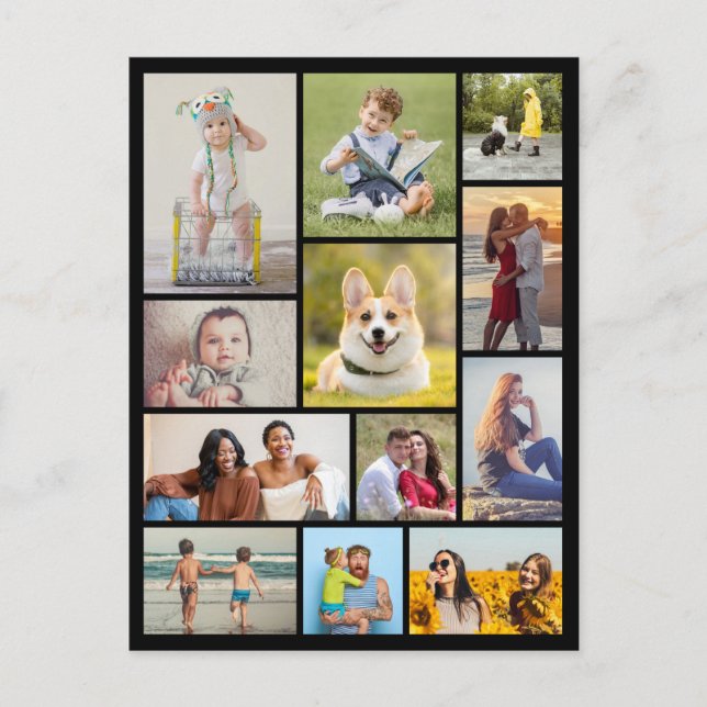 Postal Crea tu propio collage de 12 fotos (Anverso)