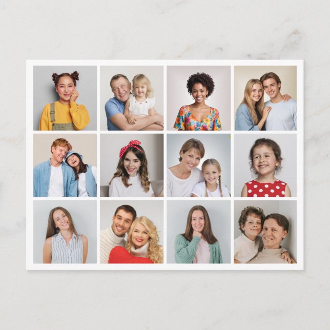 Postal Crea tu propio collage de 12 fotos (Anverso)