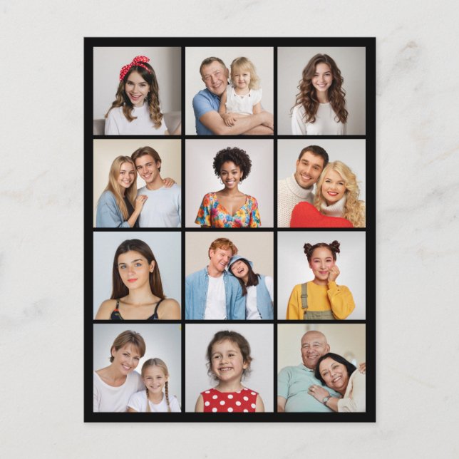 Postal Crea tu propio collage de 12 fotos (Anverso)