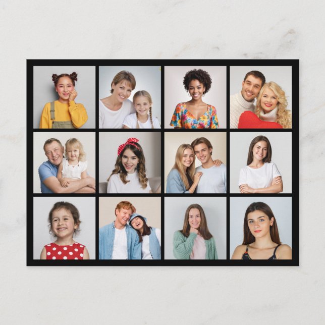 Postal Crea tu propio collage de 12 fotos (Anverso)