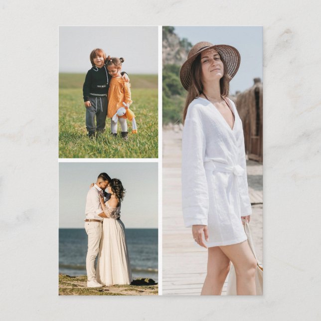 Postal Crea tu propio collage de 3 fotos (Anverso)